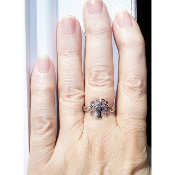 925 STERLING SILVER Celtic Endless Knot Tree Of Life Ring - Picture 2 of 14
